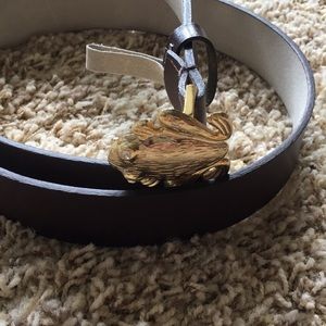 Leather brown belt with frog Clío sz M